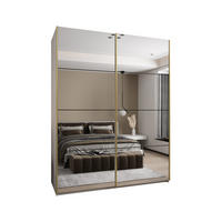 SCHWEBETÜRENSCHRANK 245,5/200/64 2-türig - Goldfarben/Schwarz, Holz/Metall (200/245/64cm) - Abiks Möbel