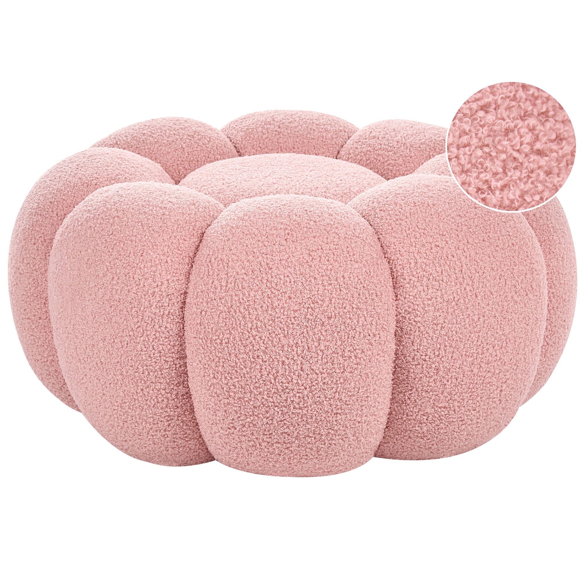 POUF bouclé roz Beaufort - roz aprins, material textil (60/27/60cm) - Beliani