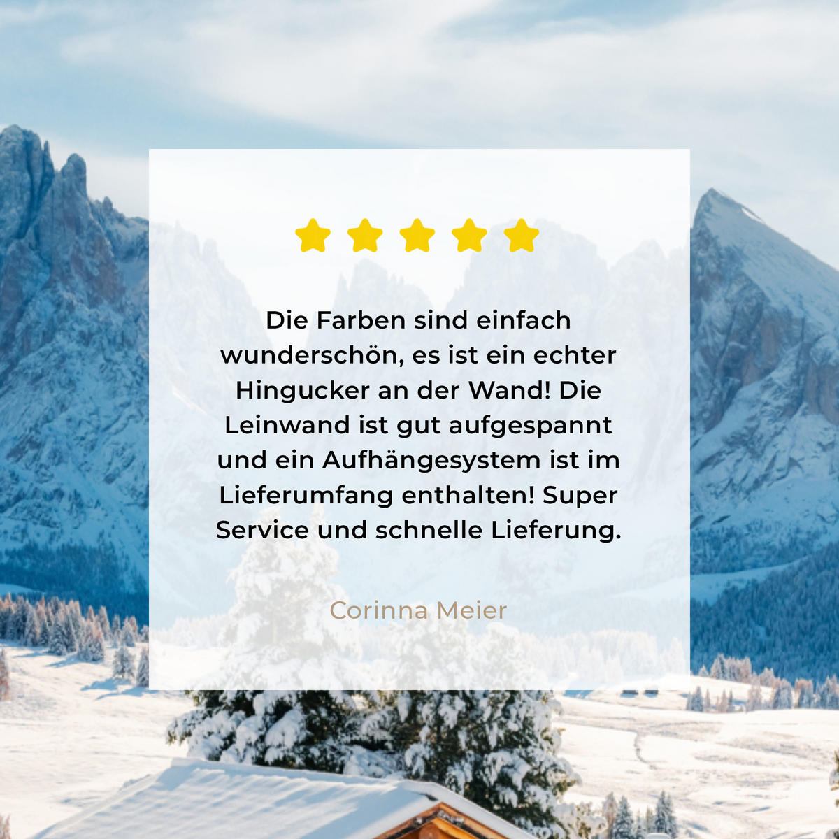 LEINWANDBILD Winter - Hütte - Berge - Aussicht - Schnee 60x80 cm - Eichefarben, Textil (60/80cm) - MuchoWow