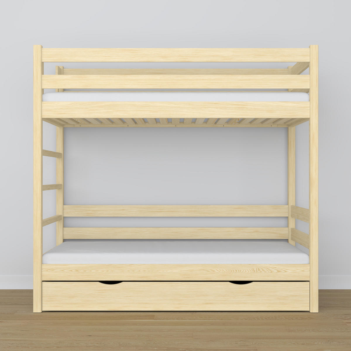 ETAGENBETT N03 mit Schublade Klare Kiefer 100/200 - Braun, Naturmaterialien/Holz (100/200cm) - N-Wood