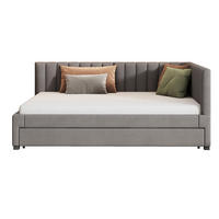 BETT 140/200 cm mit Ausziehbett inkl. Lattenrost in Grau - Grau, Leder (140/200cm) - BEAOK