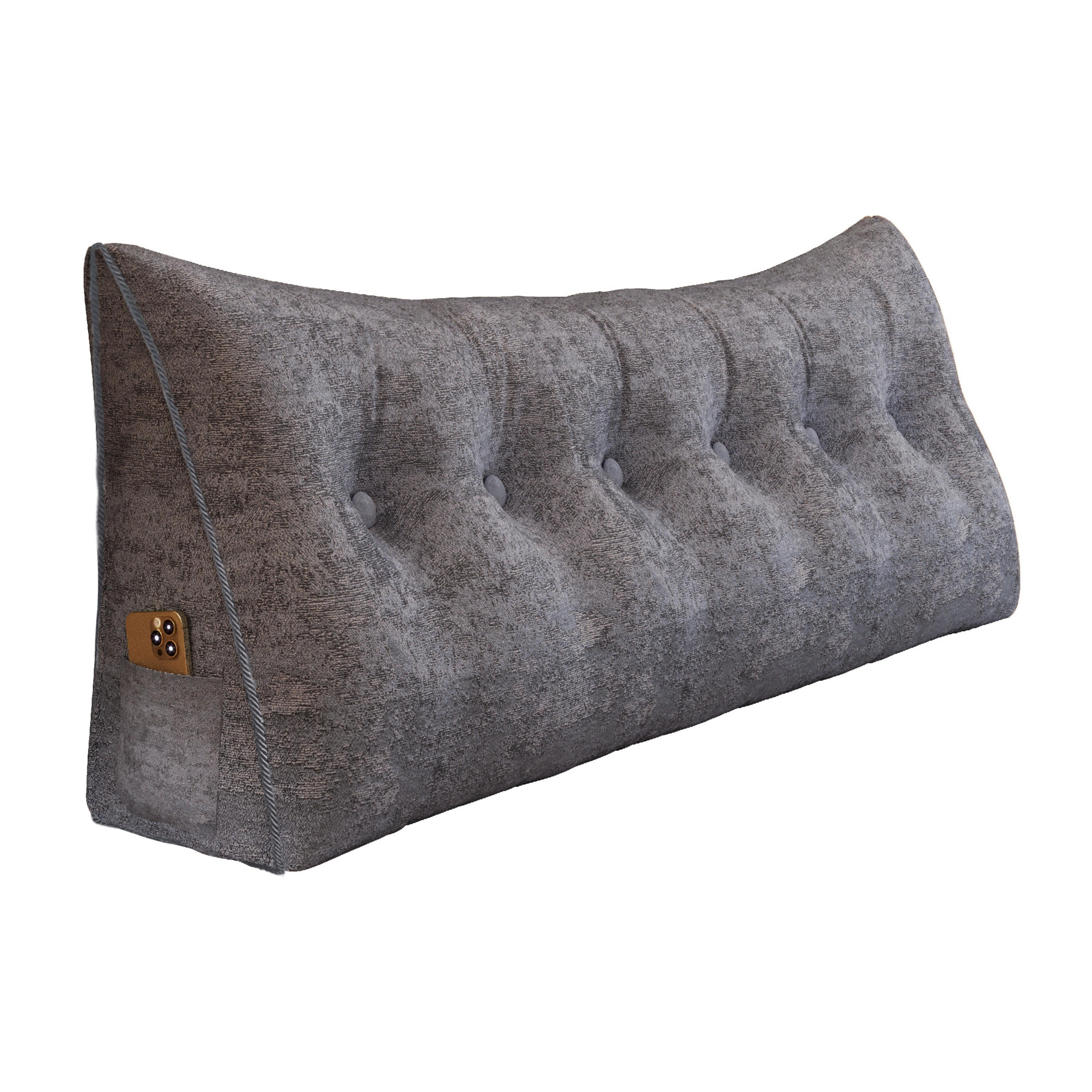 KEILKISSEN Samt Ergonomisches Groß 180cm - Grau, Textil (20/180cm) - Vercart