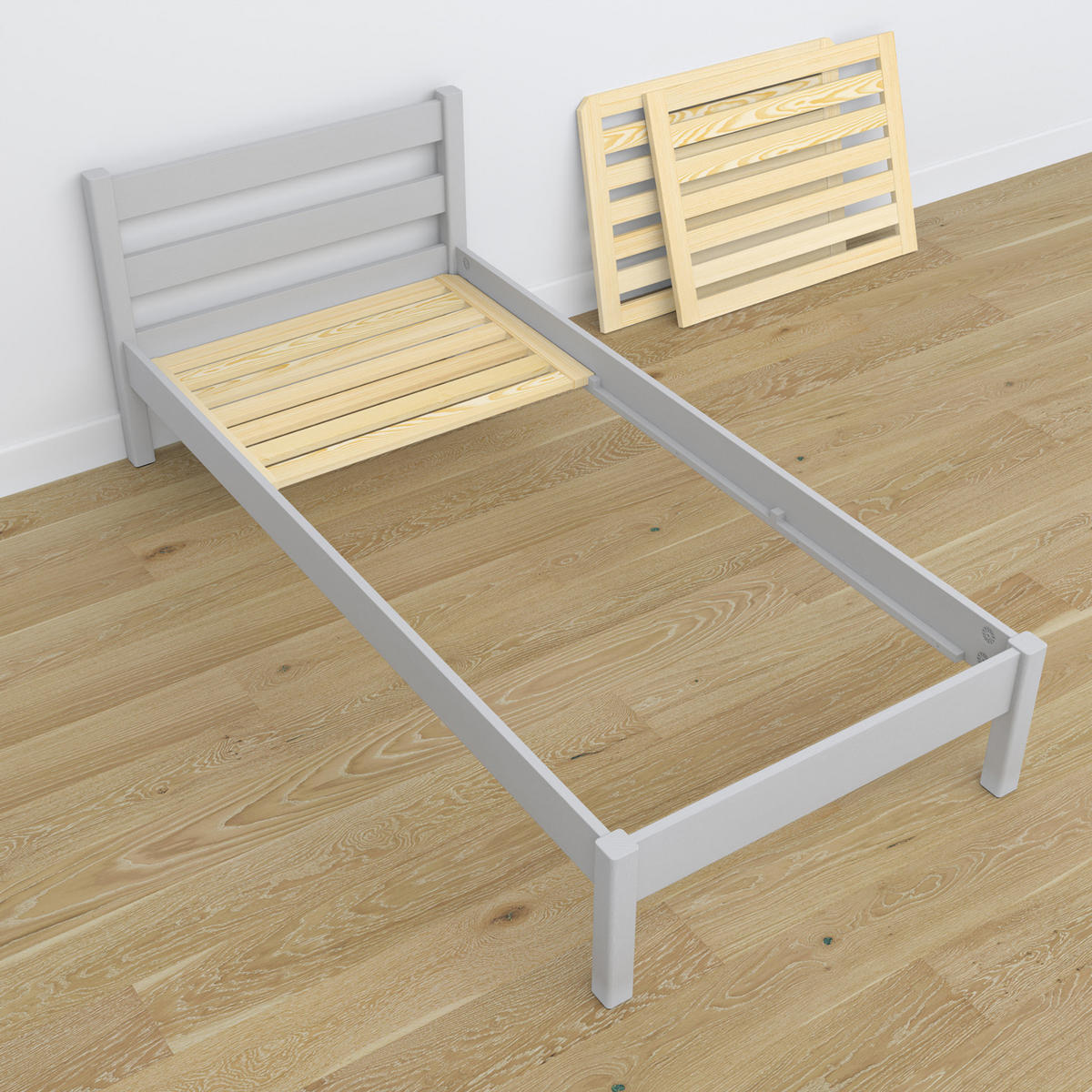 BETT mit Schublade N01 Grau 80/190 - Grau, Naturmaterialien/Holz (80/190cm) - N-Wood