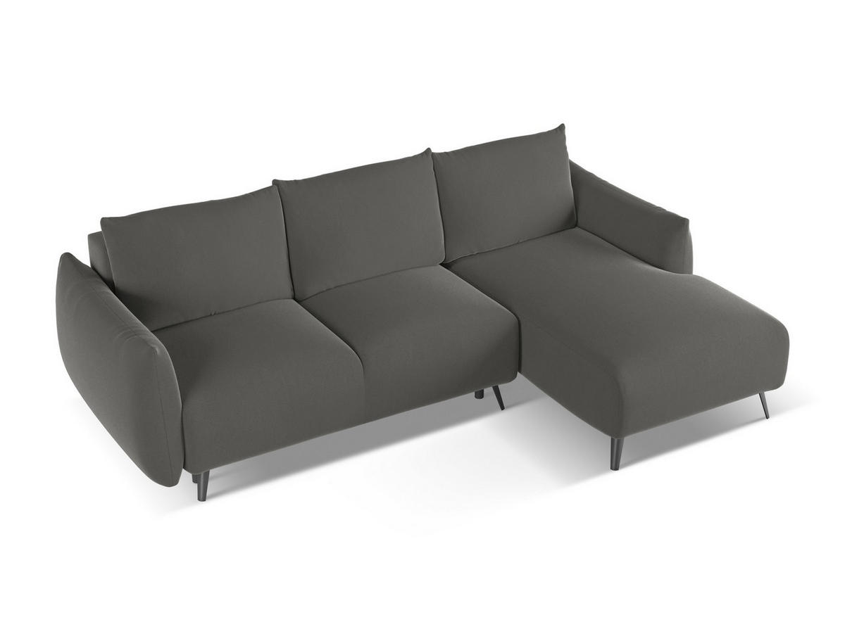 ECKSOFA mit Schlaffunktion Samt Stoff Grau - Dunkelgrau/Schwarz, Textil/Metall (242/162cm) - Makamii