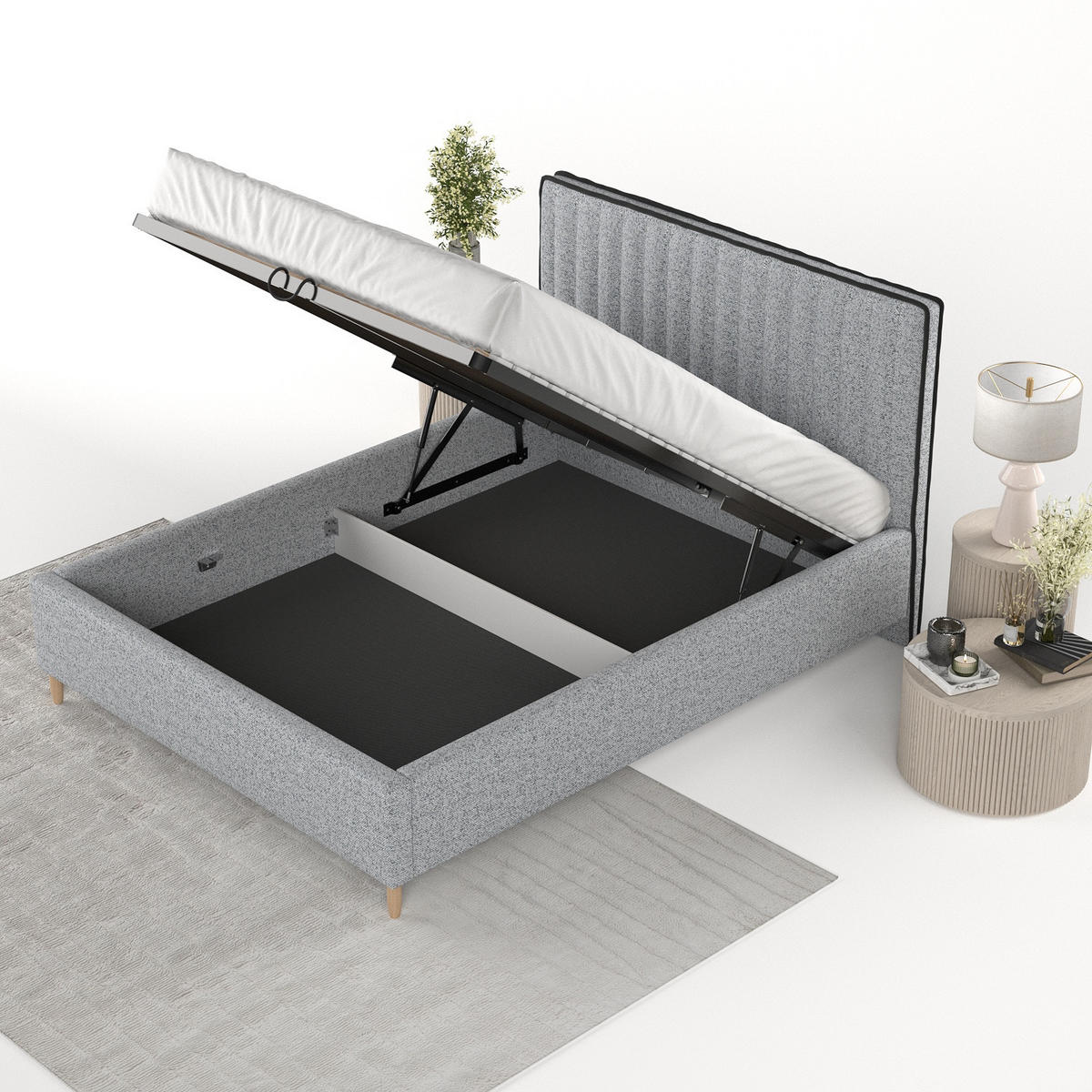 POLSTERBETT Aria 160/200 cm Grau im Riva Stoff - Naturfarben/Grau, Holz/Holzwerkstoff (160/200cm) - AltaBeds