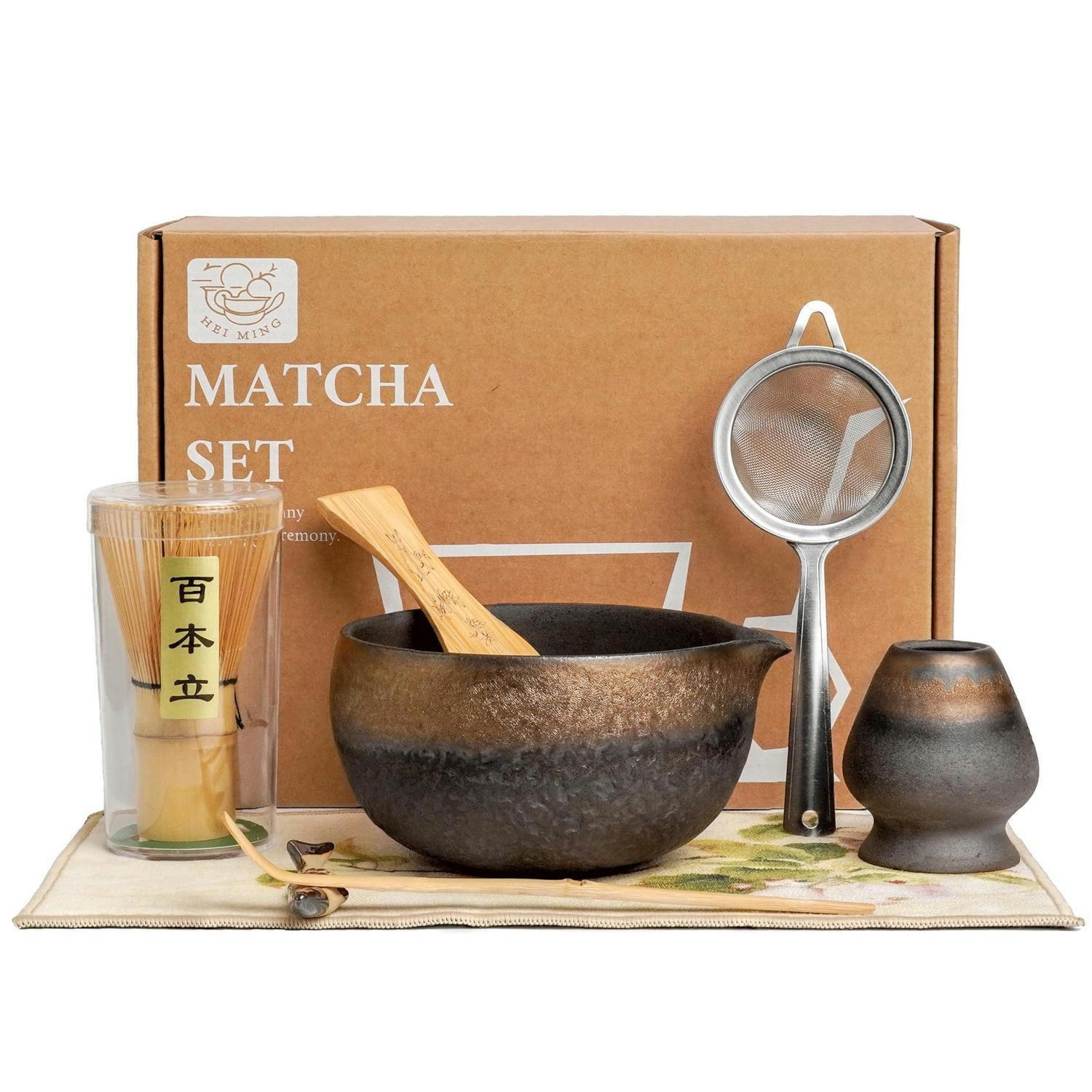 MATCHA Set 8-teilig Keramik und Bambus - Braun, Keramik (13.8/7/18cm)