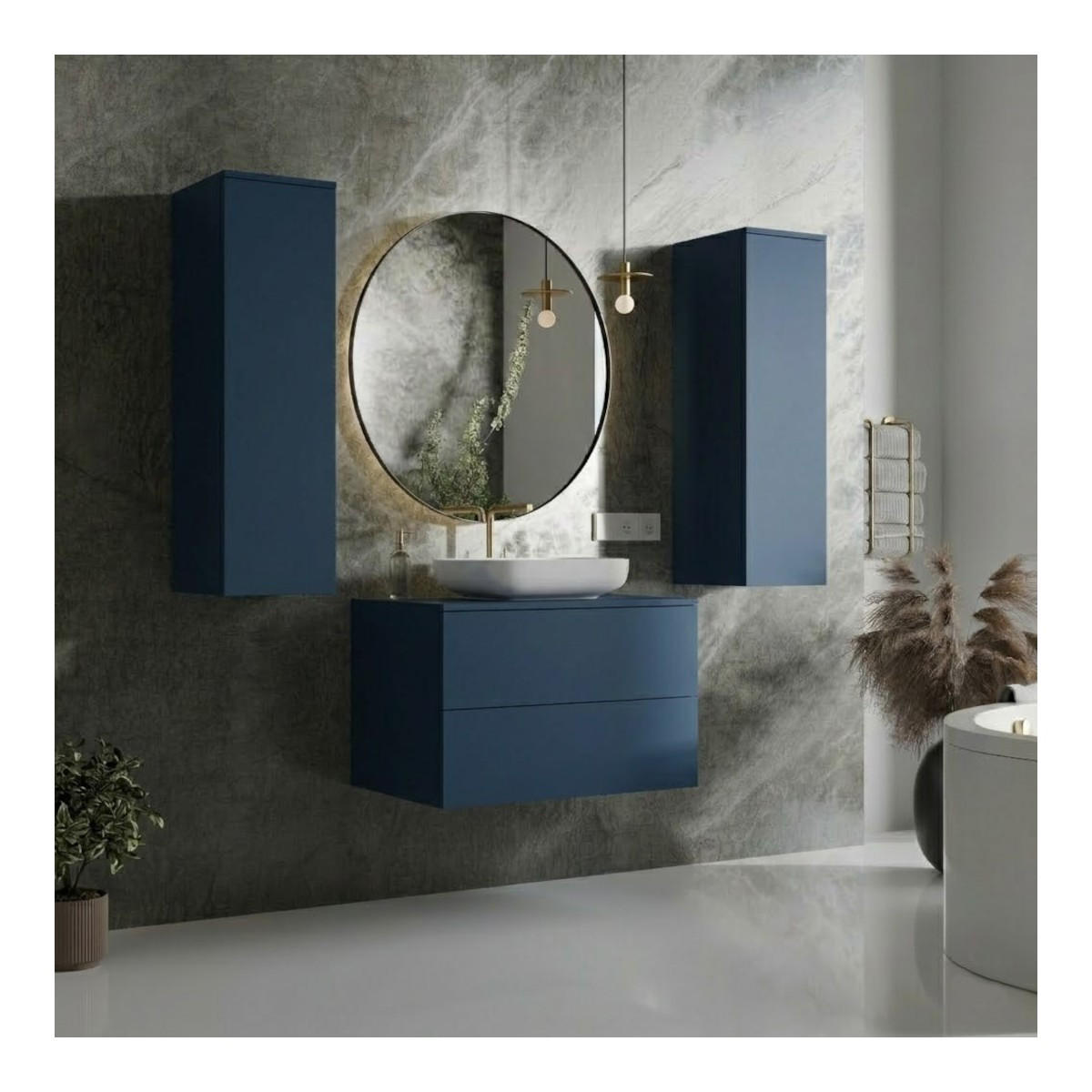 HOCHCHRANK Color 1D 100 Meeresblau - Dunkelblau, Holzwerkstoff (30/100/30cm) - mzm24