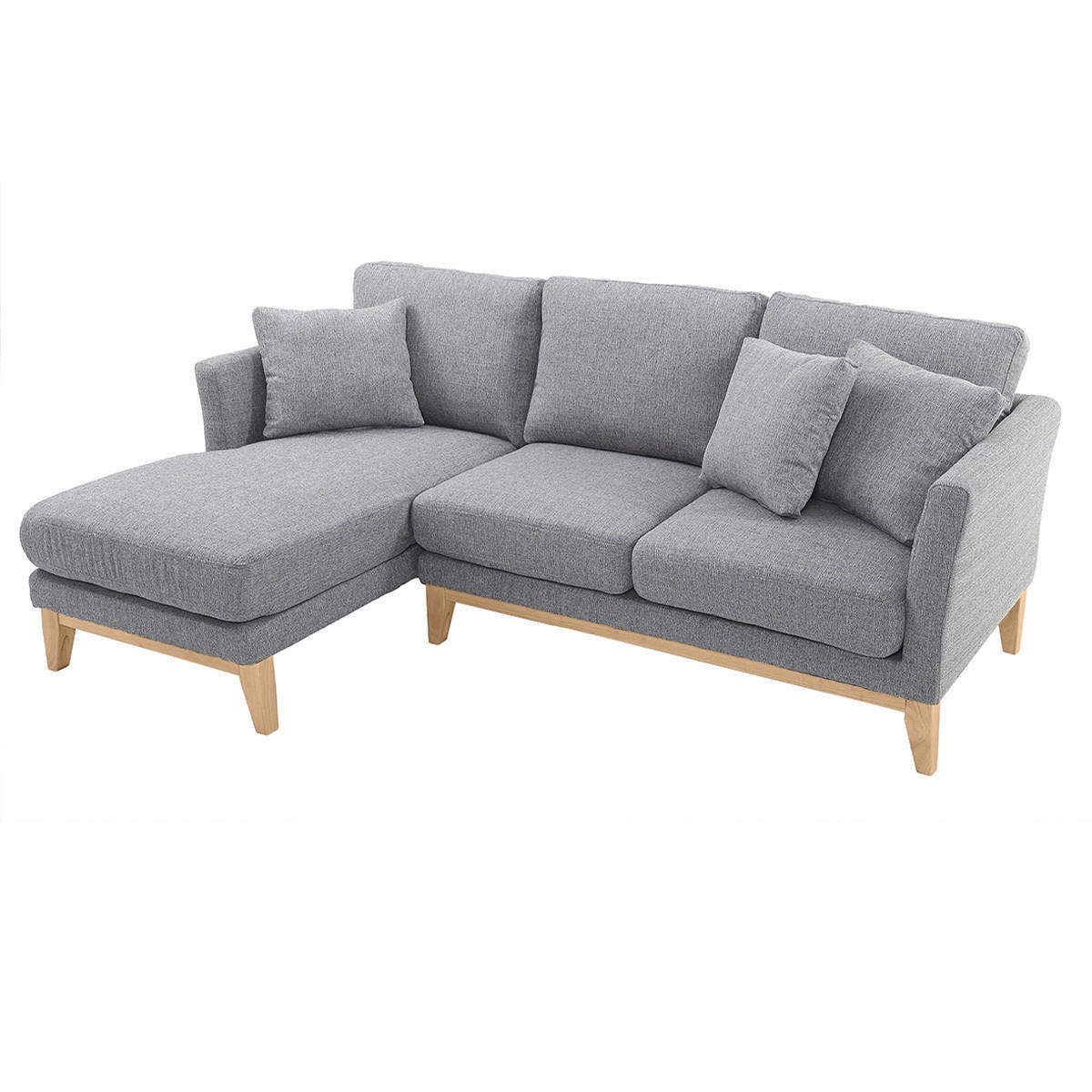 ECKSOFA Skandinavisch Links Hellgrau Abziehbarer Stoff OSLO - Hellgrau, Textil (130/192cm) - Miliboo