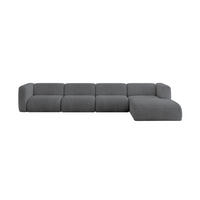 ECKSOFA Ottomane Rechts MIRA-L3 409x179x70 Dunkelgrau Cord - Dunkelgrau/Schwarz, Holzwerkstoff/Kunststoff (409/179cm) - ALTDECOR