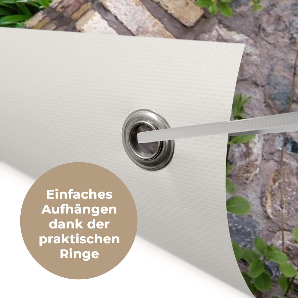 ZAHRADNÍ PLAKÁT Průhled - Květiny - Hortenzie - Léto 90x60 cm - šedohnědá, plast (90/60/0.2cm) - OnlyWow