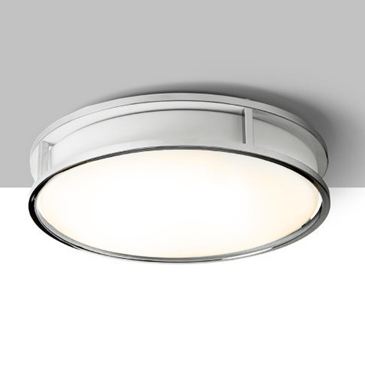 DECKENLEUCHTE GRANDE LED 35 Opalglas 24 W IP44 - Chromfarben, Glas (37.5/37.5/86cm) - Rendl