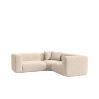 ECKSOFA Modulares, Corner mini, Chenille-Stoff Cremona, Creme, GRETA - Creme, Holz (380/190cm) - Kaiser Möbel