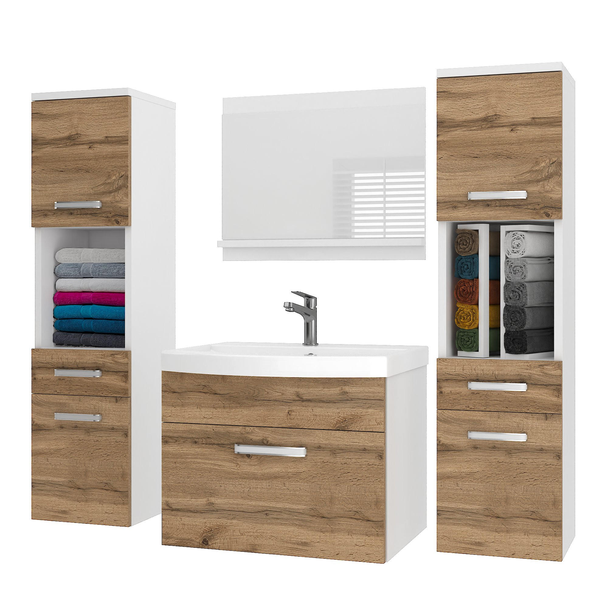 BADMÖBEL Badezimmer SET PRI M6, Goldbraun Matt, 120 cm - Braun, Holz (38.7/113.5/120cm) - B BELINI GROUP