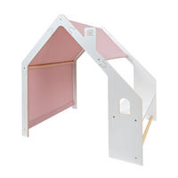 HOLZHÄUSCHEN Für Kinder mit Rosa Dach, Zarter Stoff, Spielhaus, Weiß - Pink/Weiß, Holz (110/112/98cm) - MeowBaby