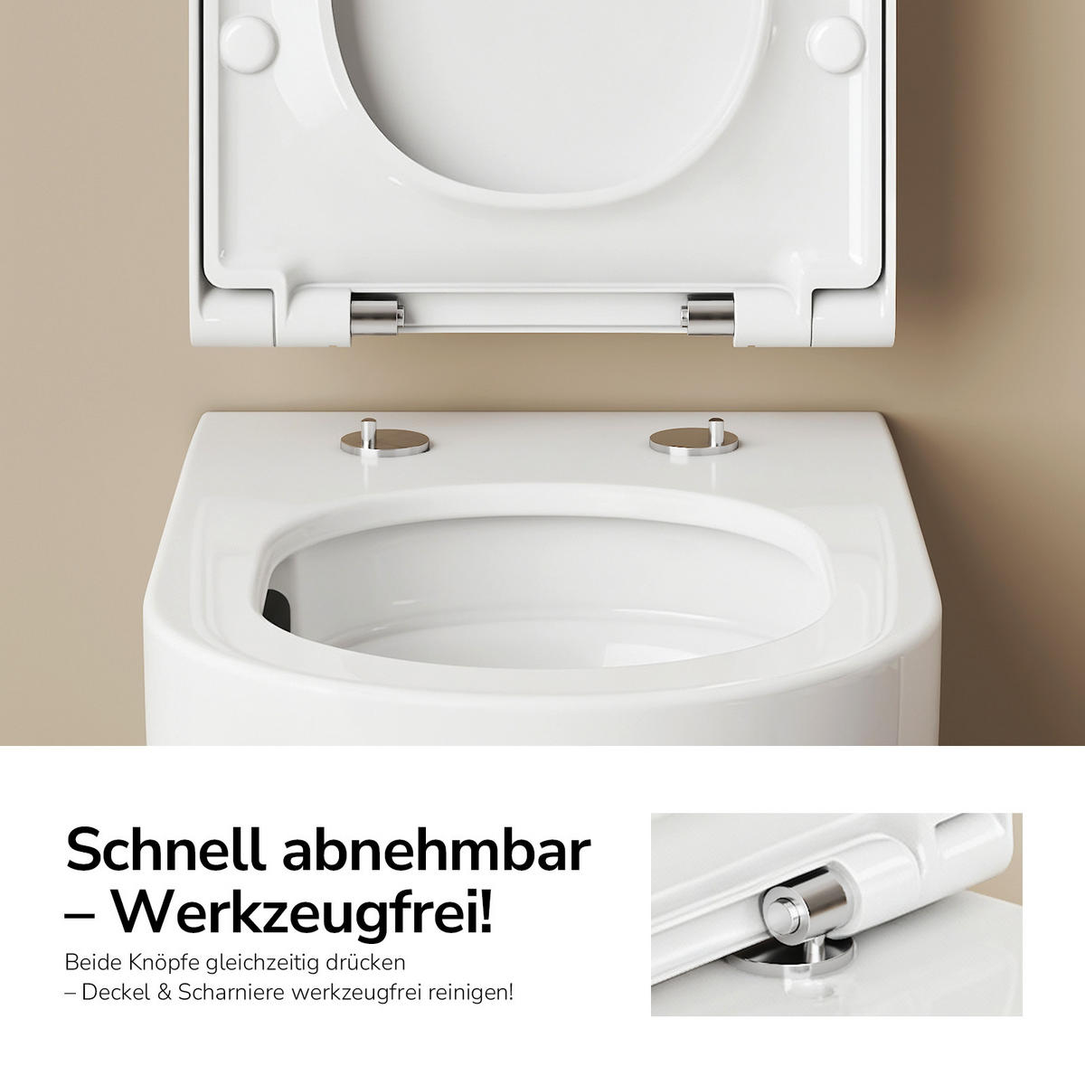 WAND-WC Spülrandlose CT03 55,5/36,5 cm Glänzend-Weiß - Weiß, Keramik (36.5/36/55.5cm) - EMKE