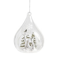 WEIHNACHTSKUGEL Glas SNOWKI, 10x12 cm, Transparent, Christbaumkugeln, Weihnachtsdeko Xmas, Christmas Deko - Braun, Glas (10/12/8cm) - home&you