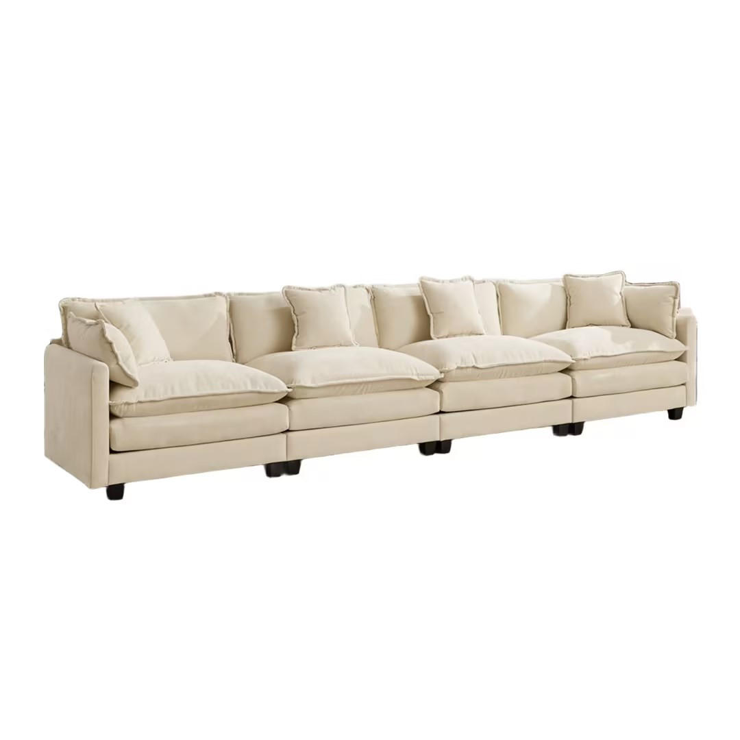4-SITZER-SOFA aus Chenille mit modularem Design, beige - Beige, Textil (75/84/380cm) - Luhomfu