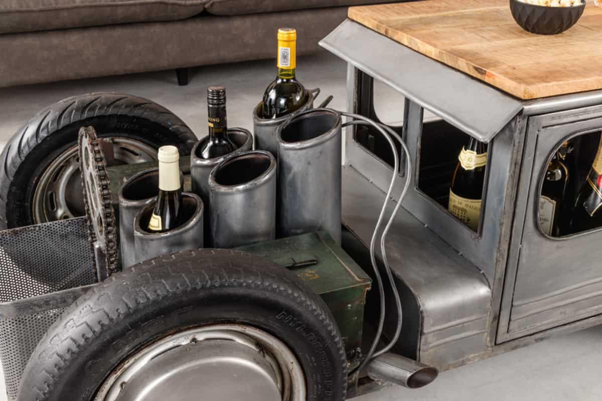 COUCHTISCH HOT ROD Mango Natur 165 cm - Silberfarben/Grau, Holz/Metall (73/165/56cm) - riess-ambiente