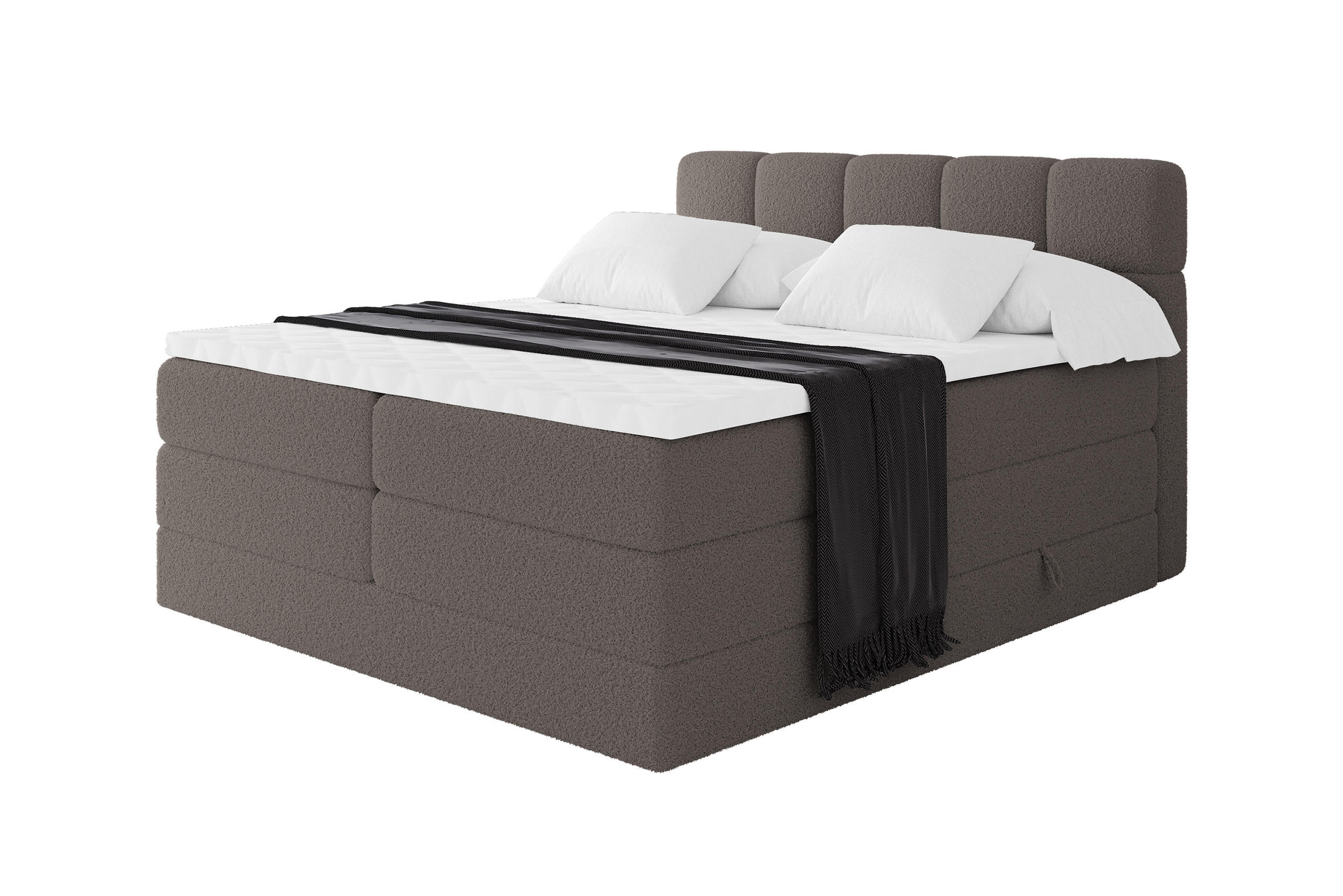 BOXBETT mit Matratze H3/H4 - FAMA KING - 180x200 cm Braun Quelle - Braun, Holzwerkstoff (180/200cm) - ALTDECOR