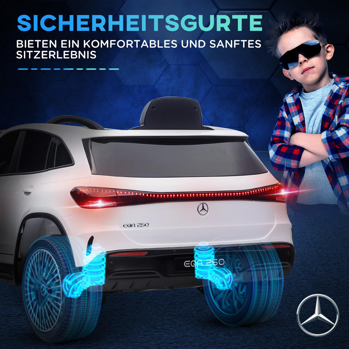 KINDER Elektrofahrzeuge Elektroauto mit Fernbedienung, Kinderauto mit MP3-Player - Weiß, Metall (111.5/69/52.5cm) - HOMCOM