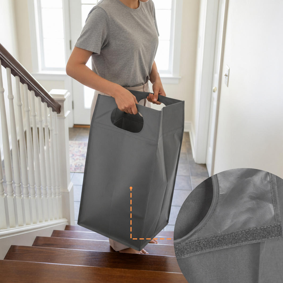 KOŠARA Siva za rublje 3 pretinca s policom 73,5x109,5x33 cm - višebojno, drvni materijal/tekstil (109.5/73.5/33cm) - Relaxdays