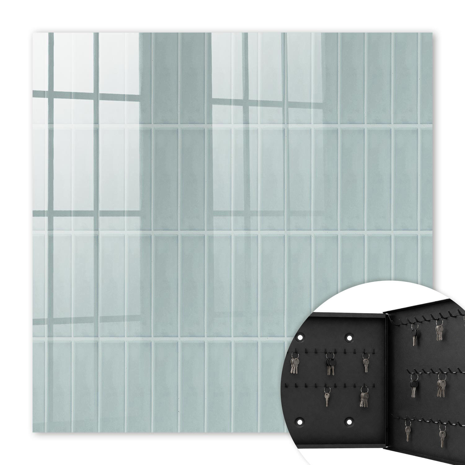 SCHLÜSSELBOX Schwarz 30x30 cm- Türöffnung nach rechts - Zartes Muster - Grau, Metall (30/30/5cm) - TULUP