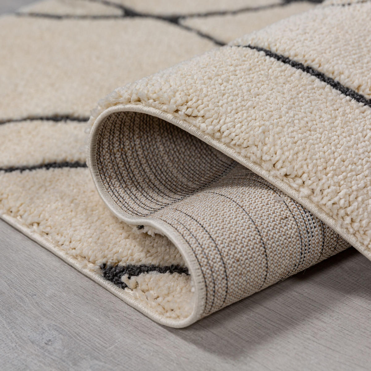 TEPPICH Hochflor Abstrakt, Schlafzimmer Creme-Schwarz Rechteckig 200x290 - Beige, Textil (200/290cm) - KADIMA DESIGN