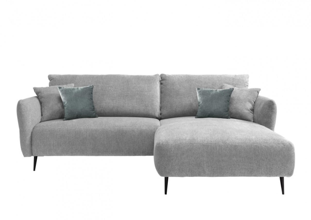 ECKSOFA mit verstellbare Armlehnen, beidseitig montierbar - Hellgrau/Schwarz, Textil/Metall (286/178cm) - myHomelando
