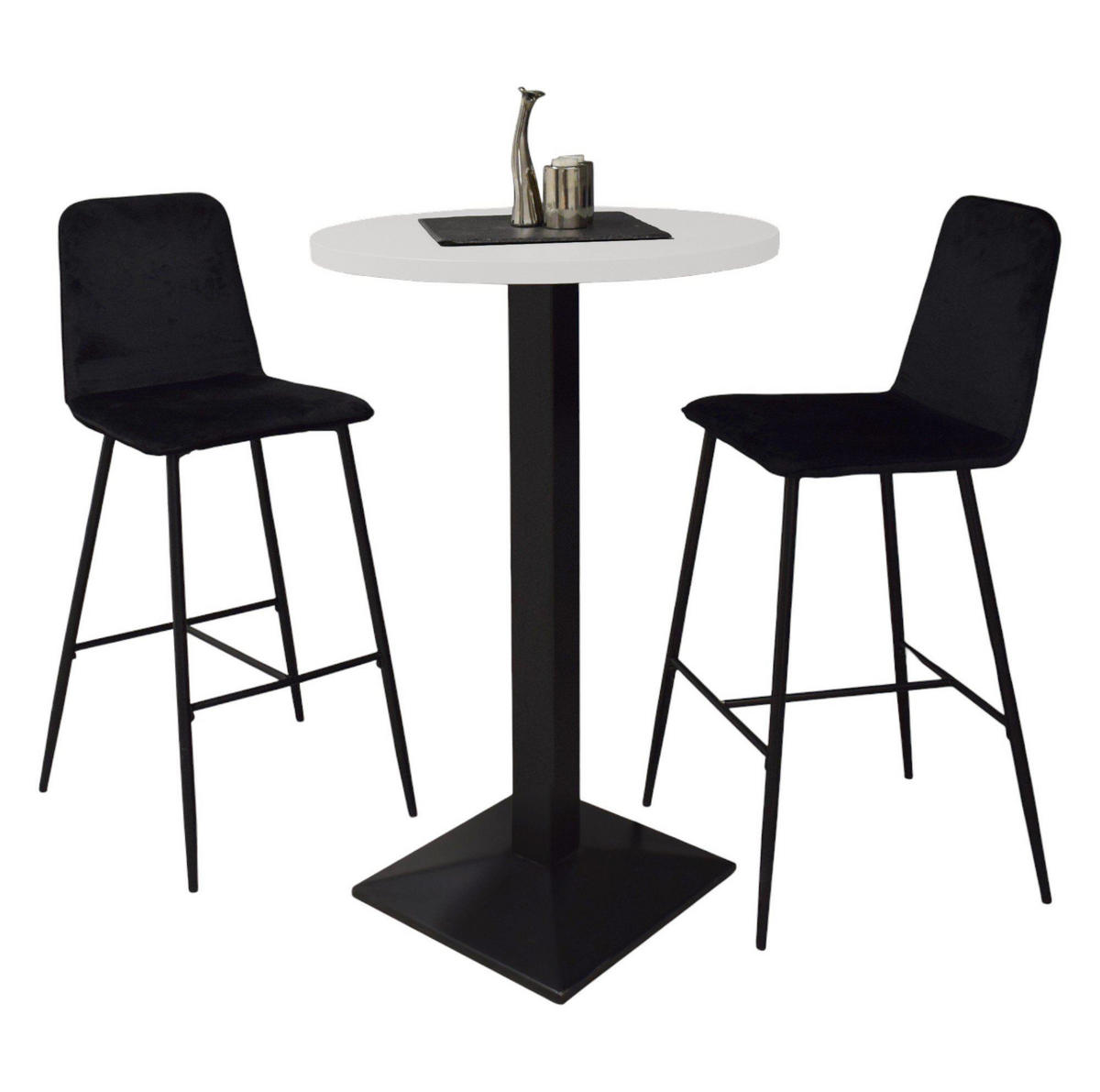 TRESENTISCH rund Eleanore 70 cm schwarz matt/weiß matt lack - Weiß, Metall (70/70/106cm) - 58aufmkessel