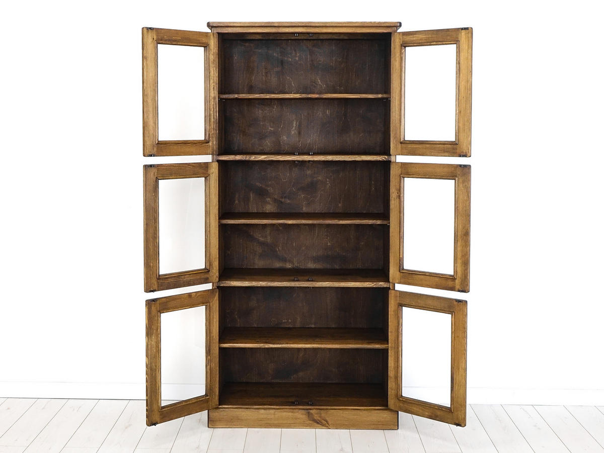 VITRINE aus Massivholz Rustyk 3 - Dunkelbraun/Schwarz, Holz (90/190/40cm) - Seart