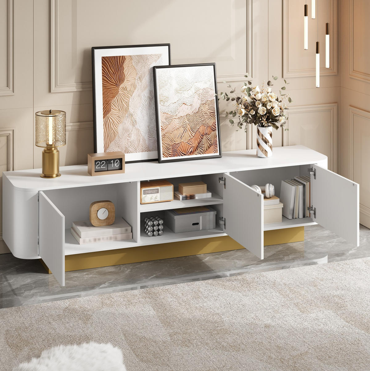 TV-LOWBOARD mit Stauraum 170 x 40,5 x 47 cm MDF/PB Weiß - Weiß, Holzwerkstoff (40.5/47/170cm) - Beauniv