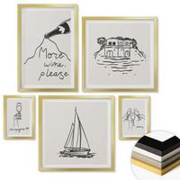 WANDBILDER 5er Set - 50x50 cm & 20x30 cm & 40x60 cm Goldrahmen - Fröhliche Momente mit Champagner - Goldfarben, Kunststoff (40/60cm) - ArtPrintCave