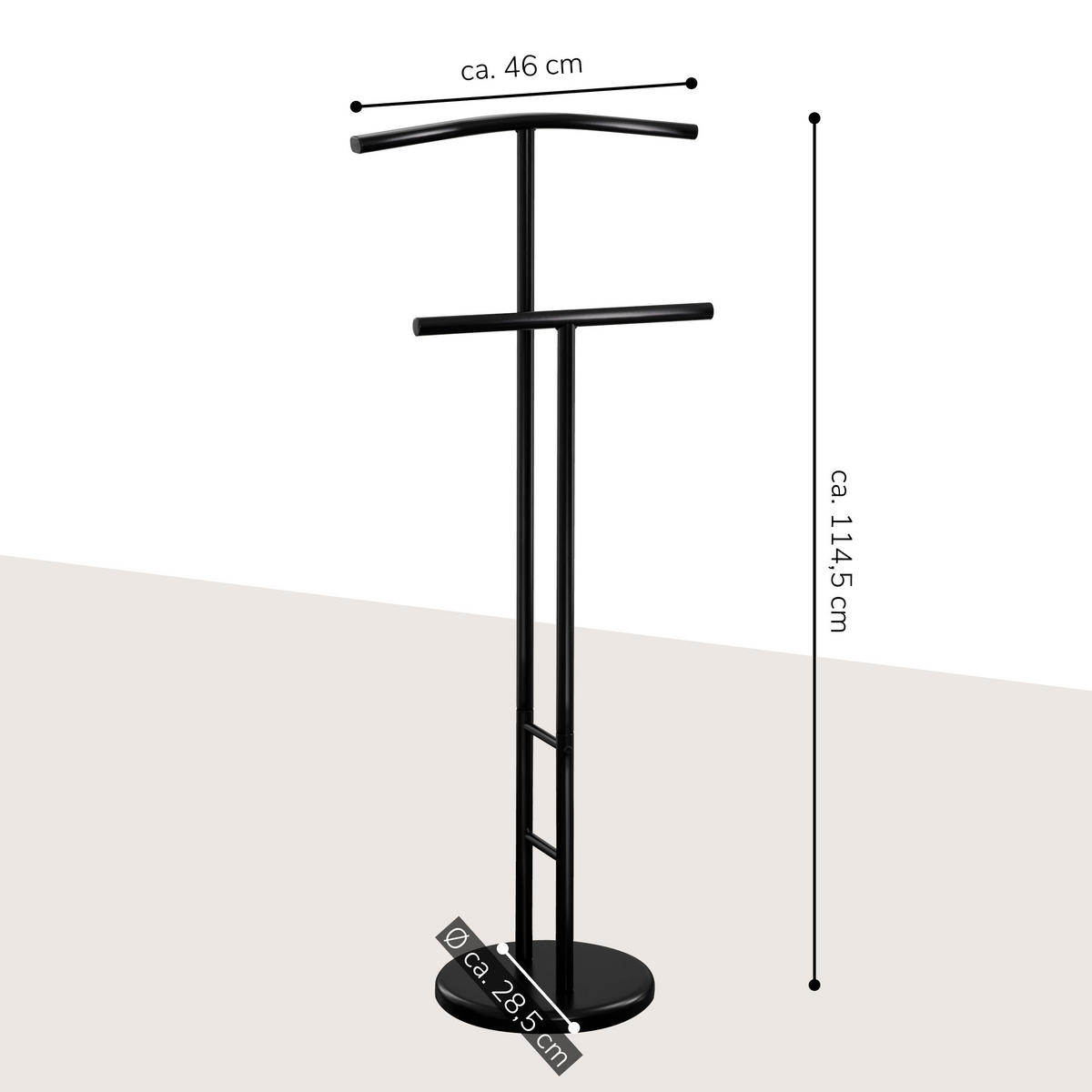 KLEIDERBUTLER, schwarz, Metall - Schwarz, Metall (28.5/114.5/46cm) - bremermann