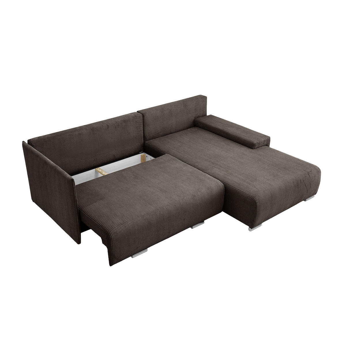 ECKSOFA TRAWANGA L mit Schlaffunktion, Bronze - Braun, Textil (246/188cm) - Fedve
