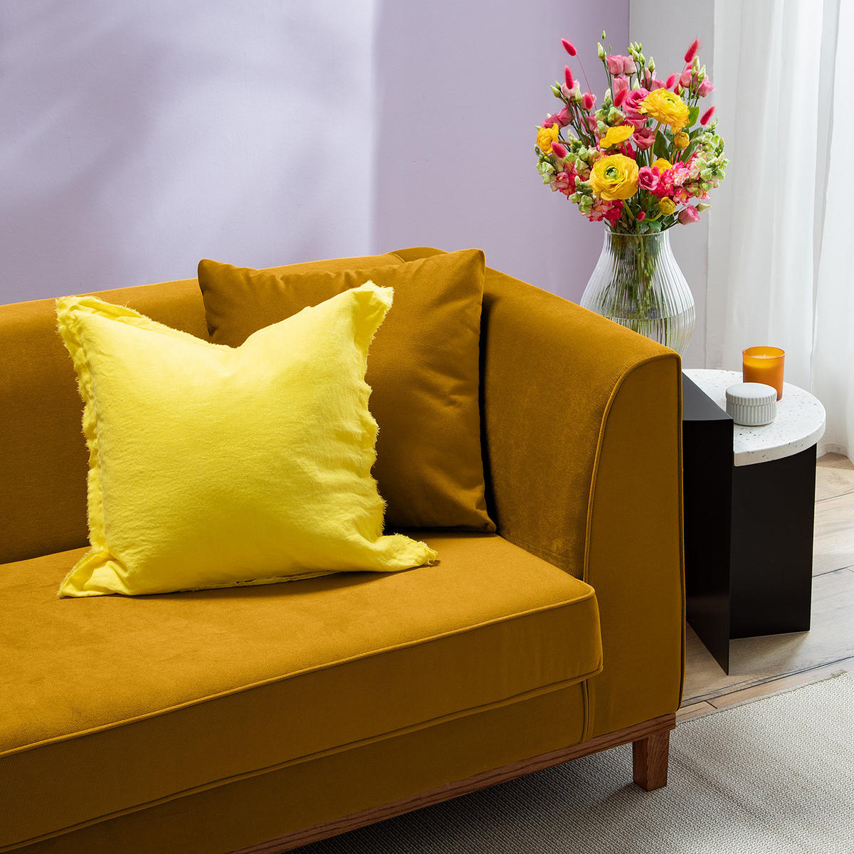 3-SITZER SOFA - Gelb, Textil (201/79/82cm) - home24