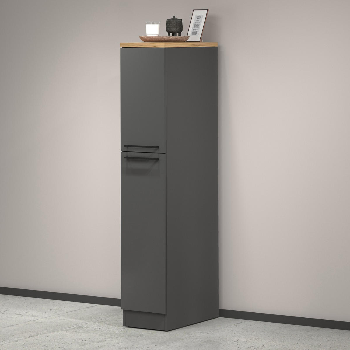 KÜCHENSCHRANK Anthrazit, Eiche 60/30/165 cm - Eichefarben/Anthrazit, Holzwerkstoff (30/165/60cm) - DMORA