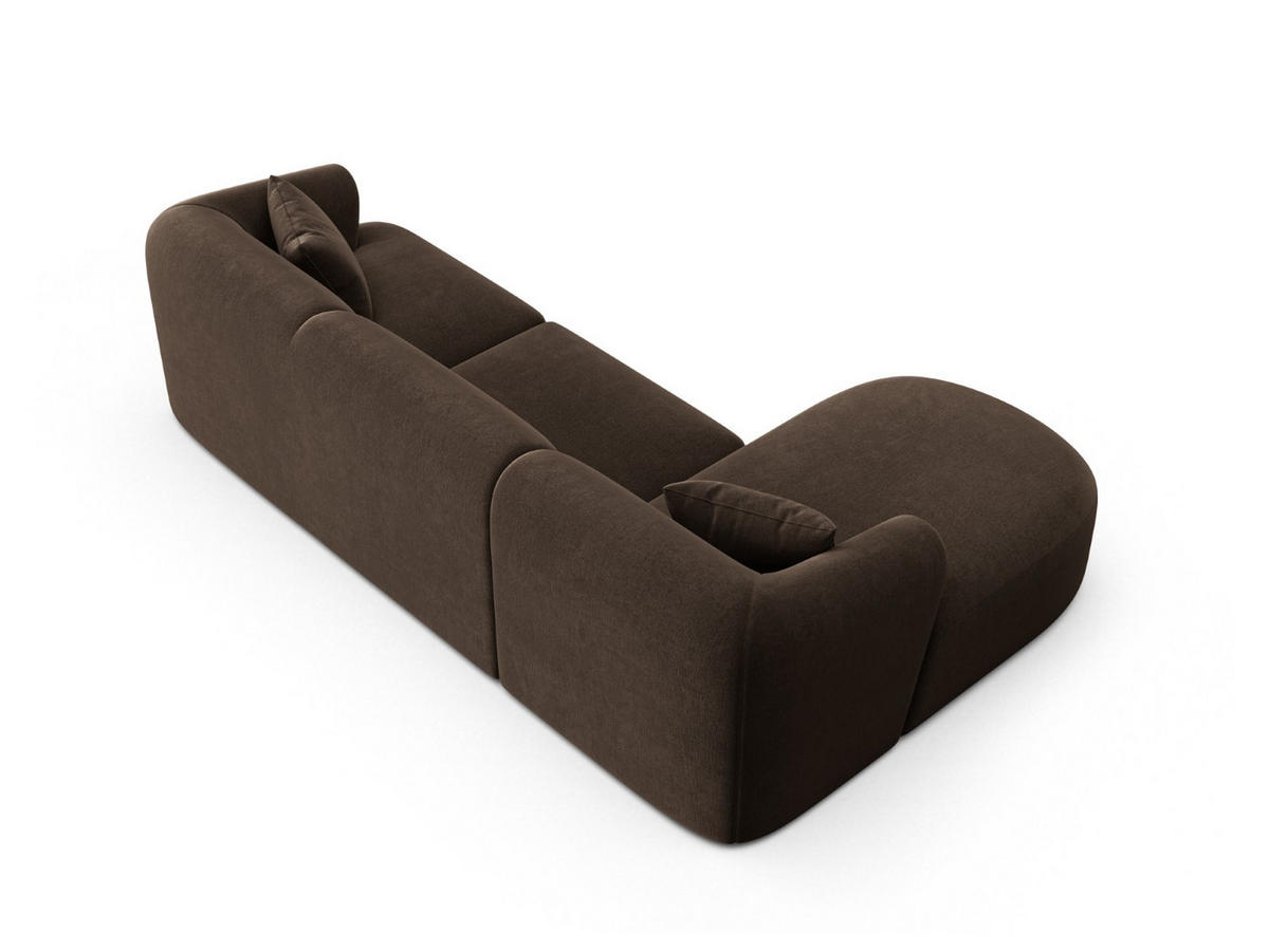 MODULARES-ECKSOFA links Campi aus Samt Schokolade 4 Sitzplätze - Dunkelbraun, Textil (156/256cm) - Cosmopolitan Design