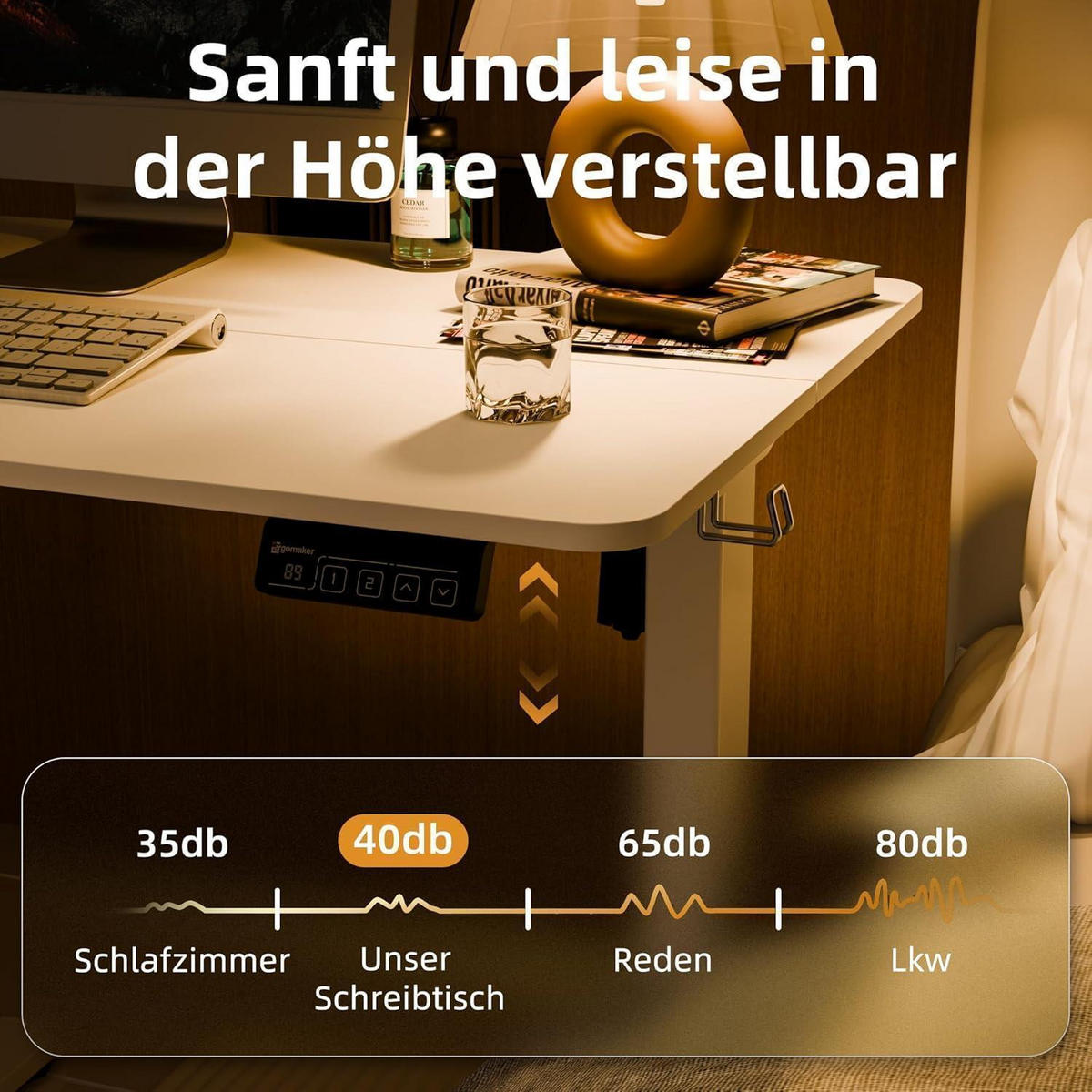 SCHREIBTISCH elektrisch höhenverstellbar 80 x 60 cm Weiß - Weiß, Metall (59.9/79.8/118.1cm)