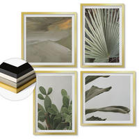WANDBILDER 4er Set - 50x50 cm & 40x60 cm Goldrahmen - Blätter tropischer Pflanzen in Pastellfarben - Goldfarben, Kunststoff (50/50cm) - ArtPrintCave