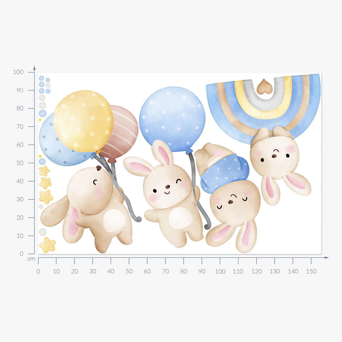 WANDAUFKLEBER 100x156cm - Hasenland - Multicolor, Kunststoff (100/156/0.1cm) - Wallfluent