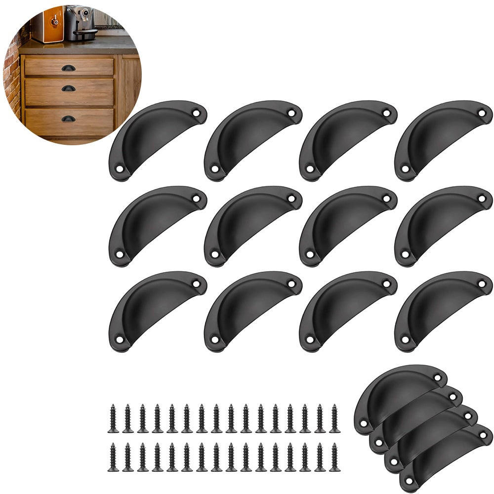 MÖBELGRIFF Schwarz 16er-Set - Schwarz, Metall (3.5/1.7/8.1cm)