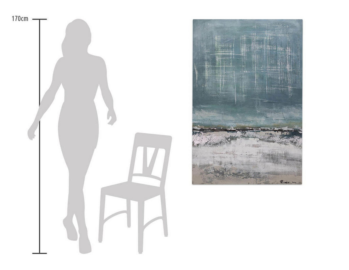ACRYLBILD HANDGEMALT 80/120 cm - Blau/Beige, Holz/Textil (2.74/120cm) - KUNSTLOFT