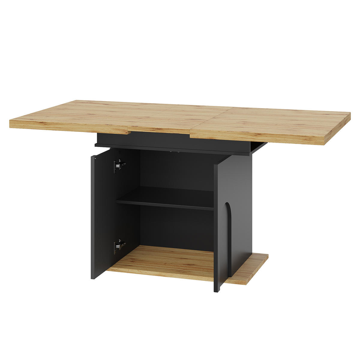 ESSTISCH ausziehbar 110-140/80/76 cm mit Stauraum DE-39602 Holzoptik - Schwarz, Holzwerkstoff (80/110/76cm) - ComfortXL