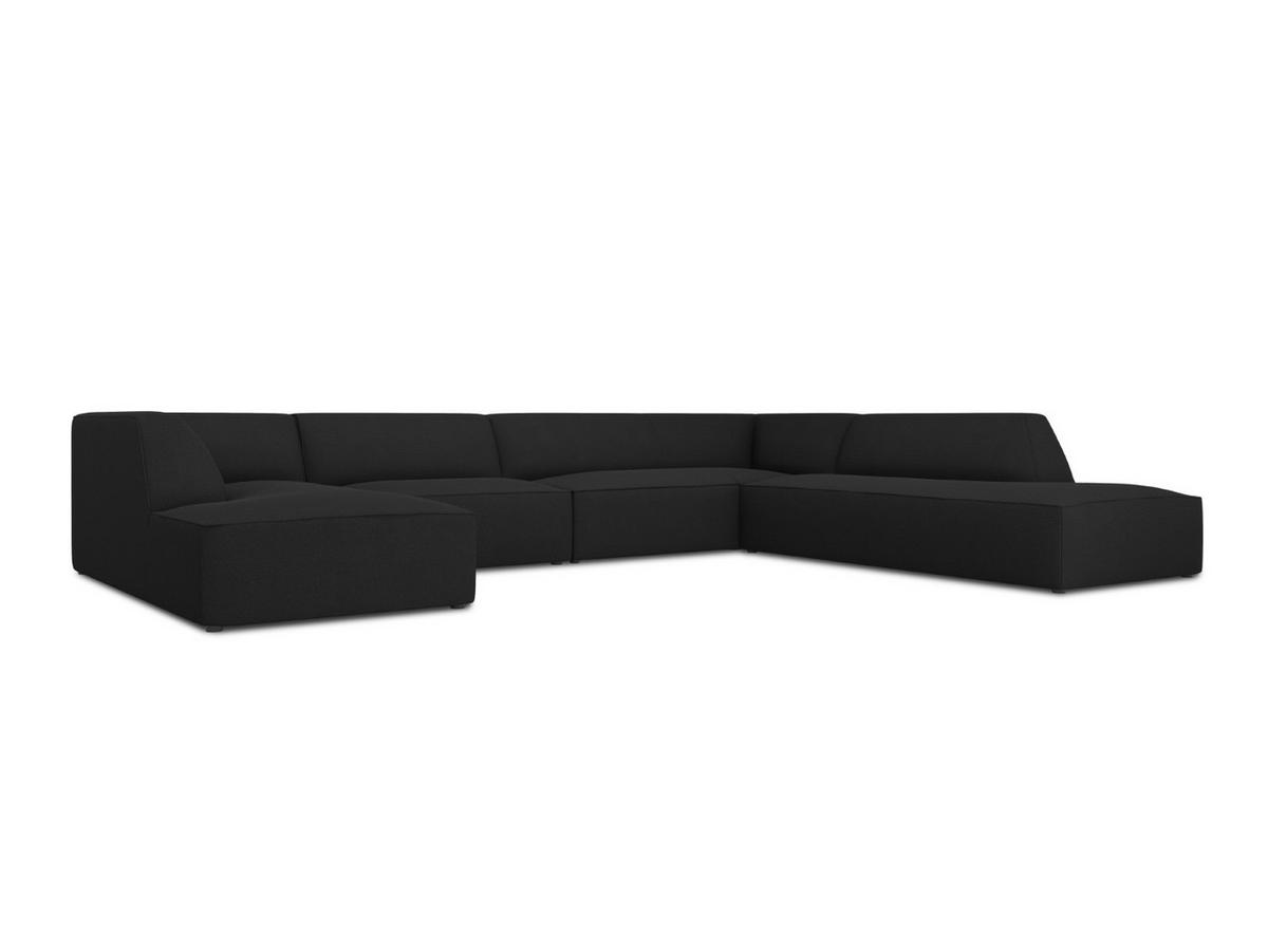 PANORAMASOFA rechts Ruby aus strukturiertem Stoff schwarz 7 Sitzplätze - Schwarz, Textil (273/69/366cm) - Micadoni