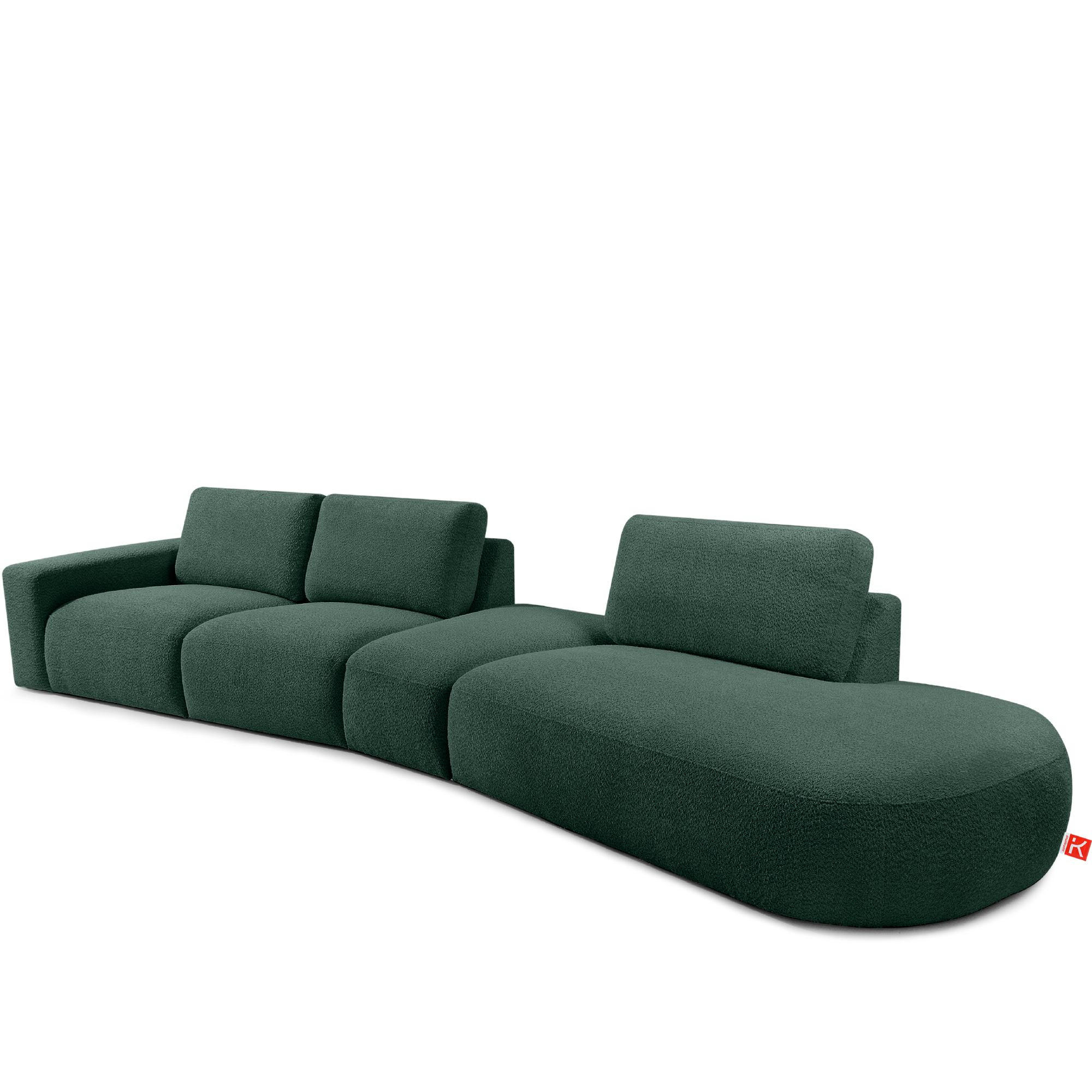 5-SITZER ECKSOFA ZUCCO Boucle rechts, Grün - Grün, Textil (430/84/105cm) - KONSIMO®