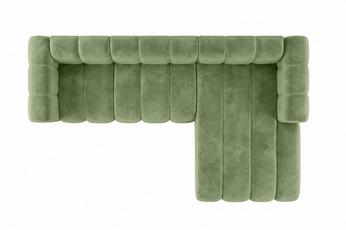 ECKSOFA Modulares In L-Form, Velvet-Stoff Riviera, Olive, Rechts, GRAND 287 cm - Olivgrün, Holz (287/179cm) - Kaiser Möbel