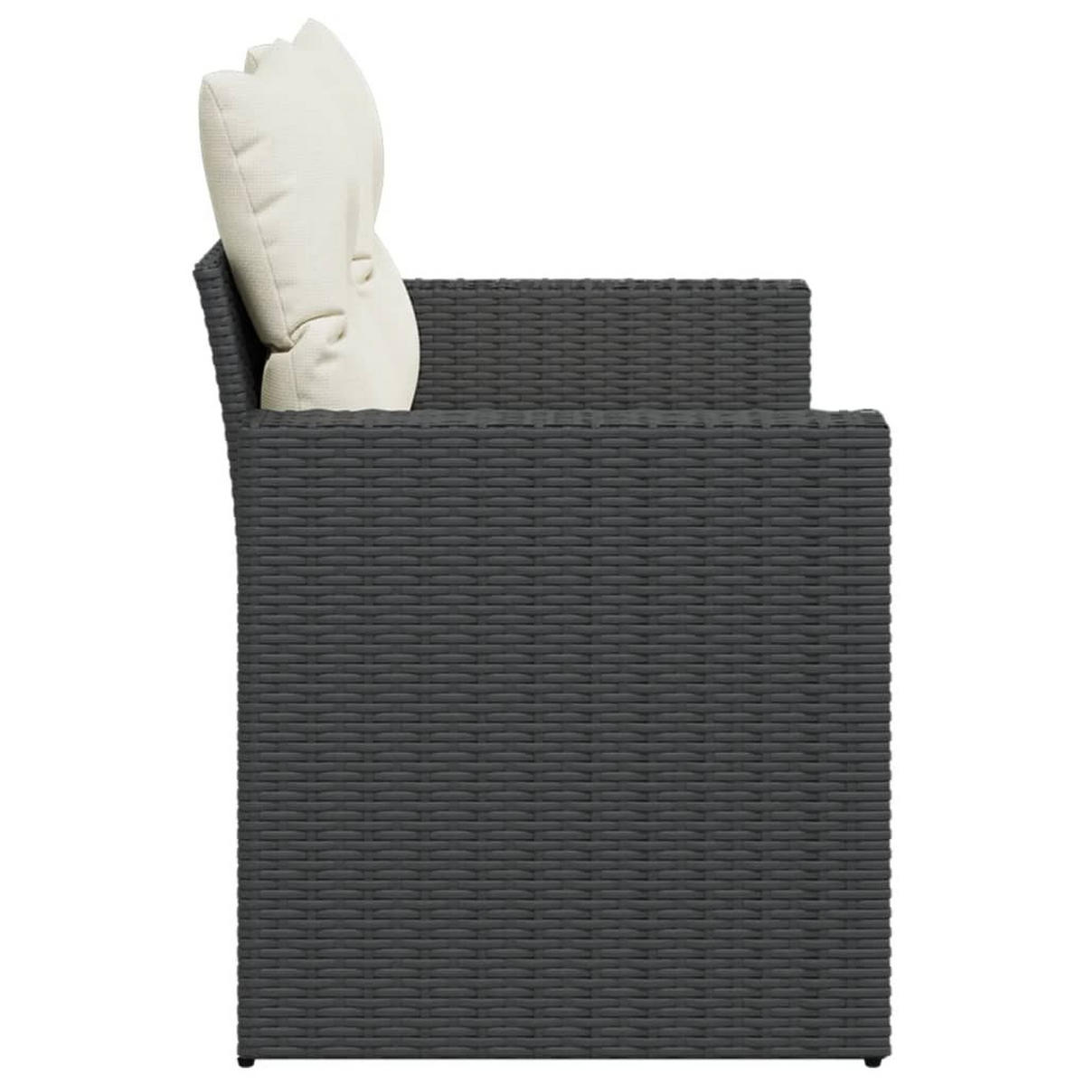 GARTENSOFA Mit Kissen 2-Sitzer Schwarz Poly Rattan - Schwarz, Kunststoff (131/69/62cm) - vidaXL