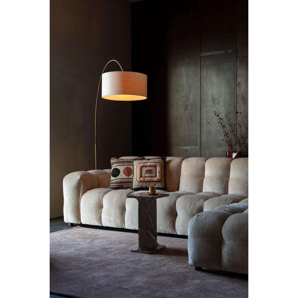 SOFA 4,5-SITZER Hackman Samt Beige - Beige, Kunststoff (364/84/102cm) - Dutchbone