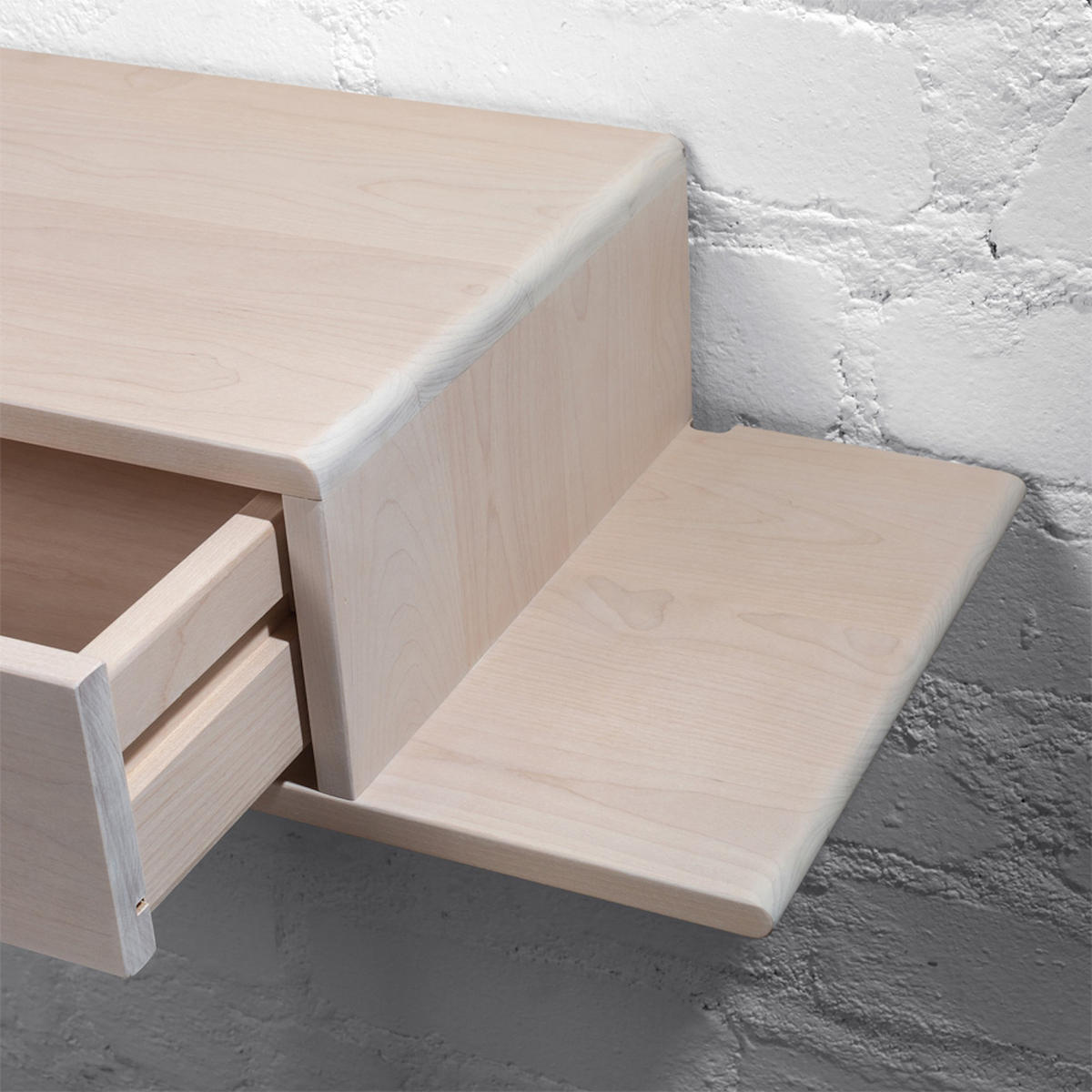 NACHTTISCH Hope mit Ablage rechts, weiße Birke, 30/65/15 cm - Weiß, Holz (65/15/30cm) - WOODEK