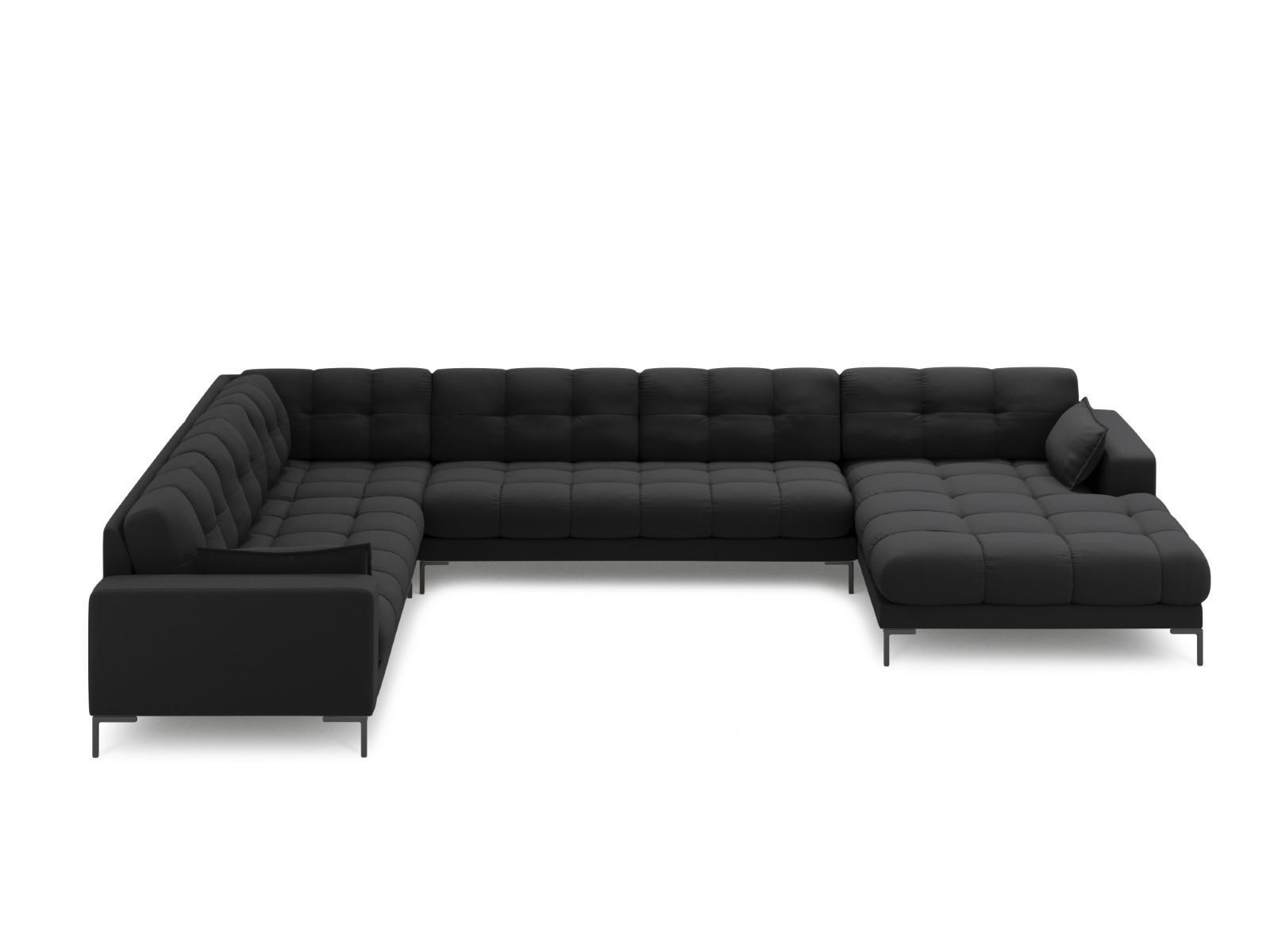 PANORAMASOFA links Mamaia aus strukturiertem Stoff dunkelgrau 7 Sitzplätze - Dunkelgrau, Textil (256/75/327cm) - Micadoni